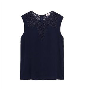 Pixley Dardie Lace Inset Blouse - Navy